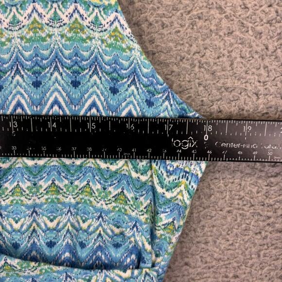 J Jill Dress Medium Blue Beachy Coastal Resortwear Cruise Stretchy Jersey Midi - Picture 6 of 8